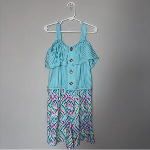Justice Aqua and Multicolor Romper Youth M